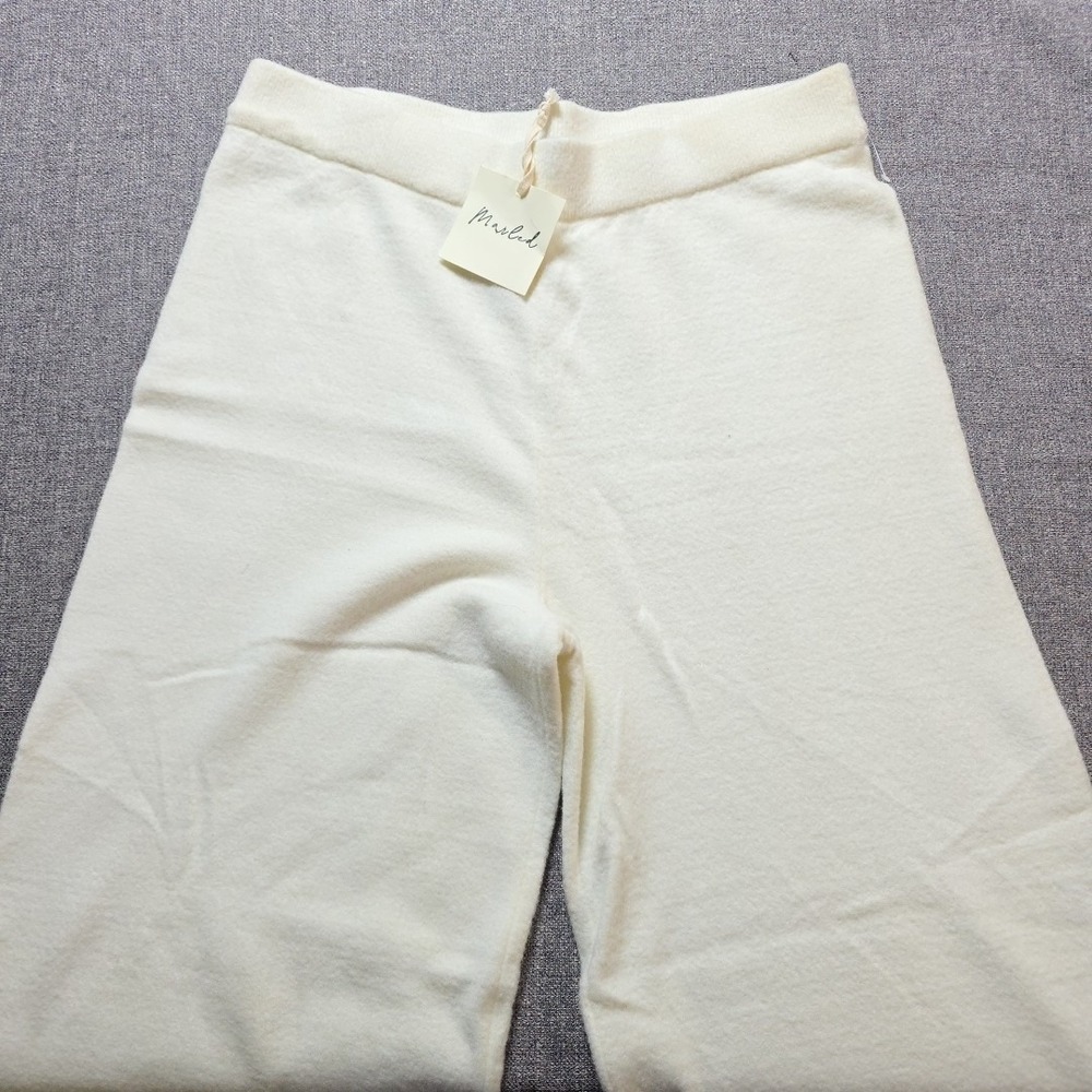Marled Pants Knit Wide Leg Women's Egret Size XL